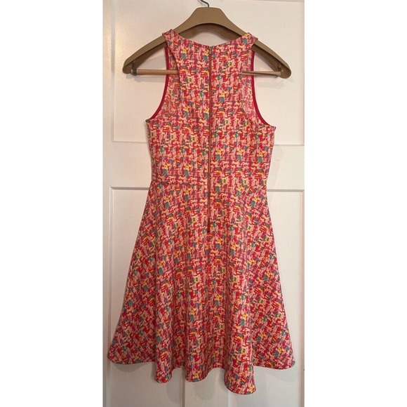 Everly Womens Fit & Flare Dress Multicolor Abstract Boat Neck Sleeveless Zip S - Picture 3 of 9